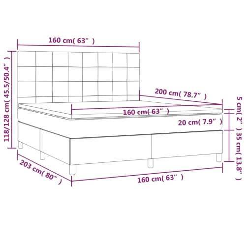 Okvir kreveta s oprugama i madrac svjetlosivi 160x200cm tkanina - Tamno siva 160 x 200 cm Blok s kvadratima Cijena