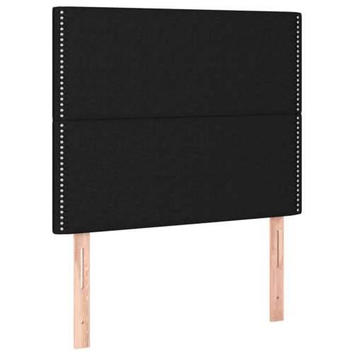 Krevet box spring s madracem LED crni 120 x 200 cm od tkanine - Crna 120 x 200 cm Obično s čavlima Cijena