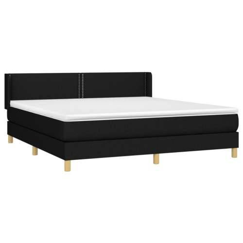 Krevet s oprugama i madracem crni 160x200 cm od tkanine - Crna 160 x 200 cm Obično s čavlima Cijena
