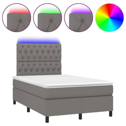 Krevet box spring s madracem LED tamnosivi 120 x 200 cm tkanina - Tamno siva 120 x 200 cm Dizajn s gumbima Cijena