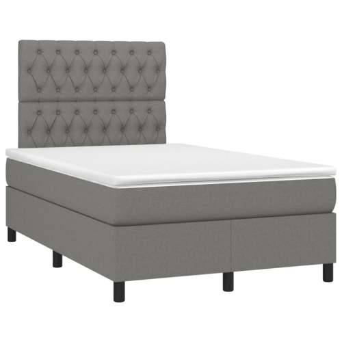 Krevet box spring s madracem LED tamnosivi 120 x 200 cm tkanina - Tamno siva 120 x 200 cm Dizajn s gumbima Cijena