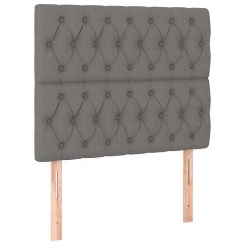 Krevet box spring s madracem LED tamnosivi 120 x 200 cm tkanina - Tamno siva 120 x 200 cm Dizajn s gumbima Cijena
