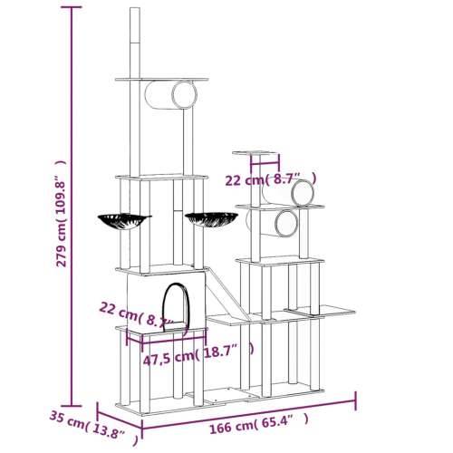 Penjalica za mačke sa stupovima za grebanje tamnosiva 279 cm Cijena