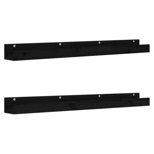 Zidne police 2 kom crne 110 x 12 x 9 cm od masivne borovine - Crna 110 x 12 x 9 cm 1 Cijena