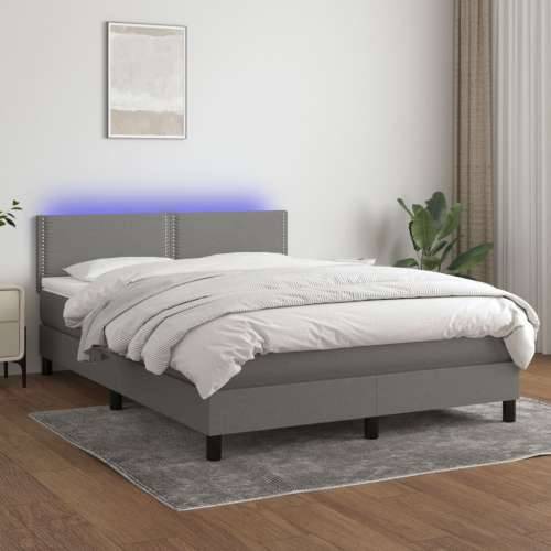 Krevet box spring s madracem LED tamnosivi 140x200 cm tkanina - Tamno siva 140 x 200 cm Obično s čavlima Cijena