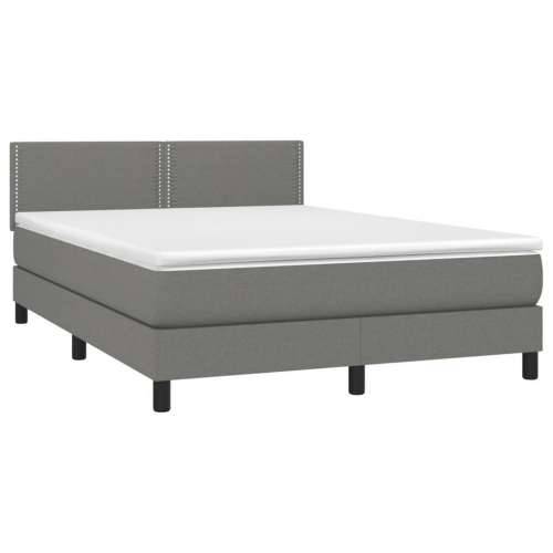 Krevet box spring s madracem LED tamnosivi 140x200 cm tkanina - Tamno siva 140 x 200 cm Obično s čavlima Cijena