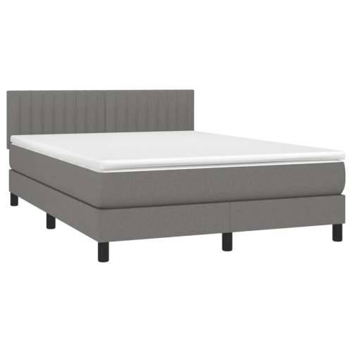 Krevet box spring s madracem LED tamnosivi 140x200 cm tkanina - Tamno siva 140 x 200 cm Okomite pruge Cijena