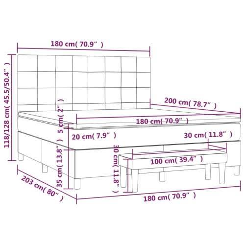Okvir kreveta s oprugama i madrac svjetlosivi 180x200cm tkanina - Tamno siva 180 x 200 cm Blok s kvadratima Cijena