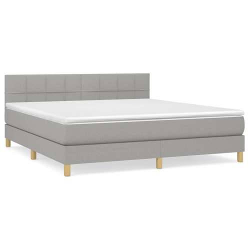Krevet box spring s madracem svjetlosiva 160x200 cm tkanina - Svjetlosiva 160 x 200 cm Blok s kvadratima Cijena