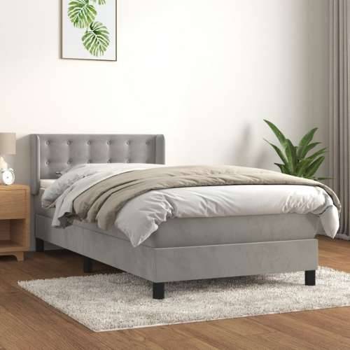 Box spring krevet s madracem svjetlosivi 100x200 cm baršunasti - Svjetlosiva 100 x 200 cm gumbi Cijena