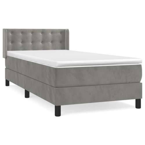 Box spring krevet s madracem svjetlosivi 100x200 cm baršunasti - Svjetlosiva 100 x 200 cm gumbi Cijena