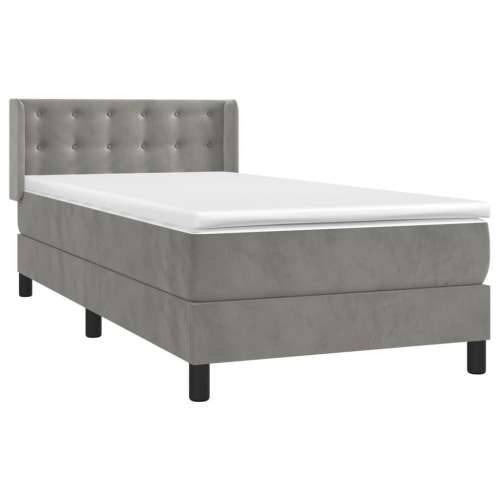 Box spring krevet s madracem svjetlosivi 100x200 cm baršunasti - Svjetlosiva 100 x 200 cm gumbi Cijena