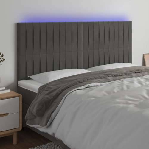 LED uzglavlje tamnosivo 160x5x118/128 cm baršunasto - Tamno siva 160 x 5 x 118/128 cm 1 Cijena