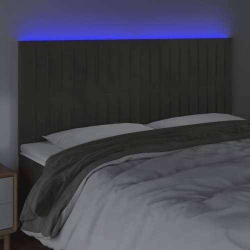 LED uzglavlje tamnosivo 160x5x118/128 cm baršunasto - Tamno siva 160 x 5 x 118/128 cm 1 Cijena