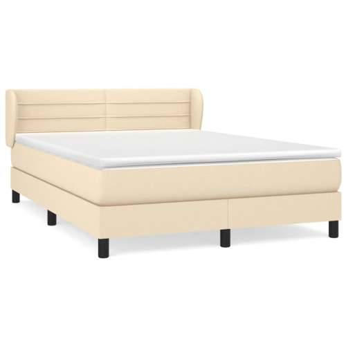 Krevet s oprugama i madracem krem 140x200 cm od tkanine - Krema 140 x 200 cm vodoravne pruge Cijena