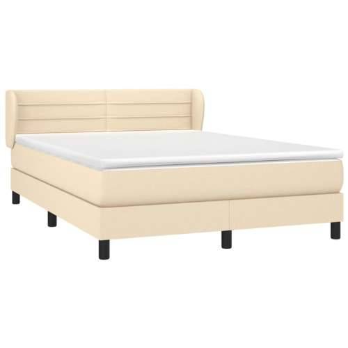 Krevet s oprugama i madracem krem 140x200 cm od tkanine - Krema 140 x 200 cm vodoravne pruge Cijena