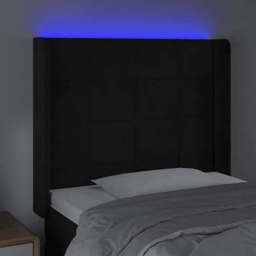 LED uzglavlje crno 83x16x118/128 cm baršunasto - Crna 83 x 16 x 118/128 cm 1 Cijena