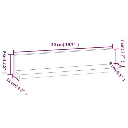 Zidne police 2 kom 50 x 11 x 9 cm od masivne borovine - Prirodna 50 x 11 x 9 cm 1 Cijena
