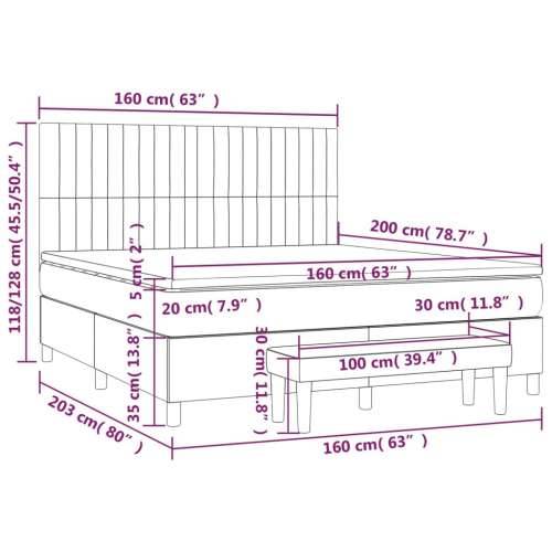 Okvir kreveta s oprugama i madrac svjetlosivi 160x200cm tkanina - Tamno siva 160 x 200 cm Okomite pruge Cijena