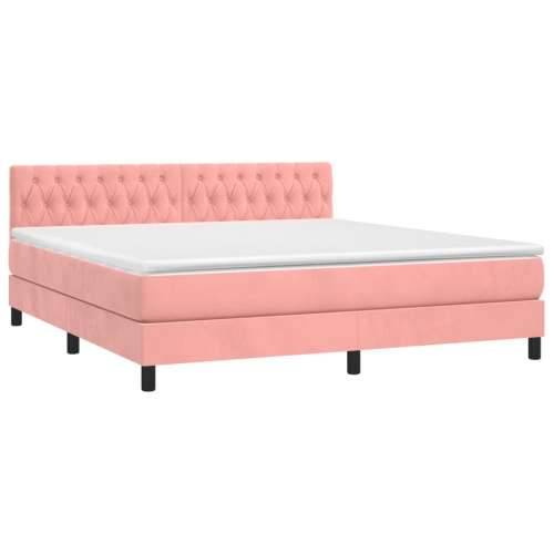 Krevet box spring s madracem LED ružičasti 160x200cm baršunasti - Ružičasta 160 x 200 cm Dizajn s gumbima Cijena