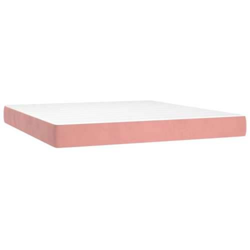 Krevet box spring s madracem LED ružičasti 160x200cm baršunasti - Ružičasta 160 x 200 cm Dizajn s gumbima Cijena