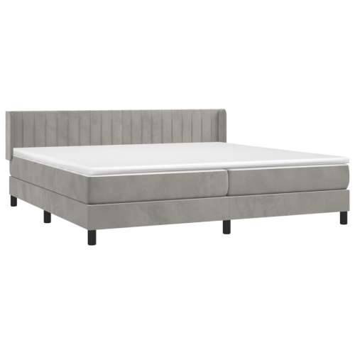 Krevet s oprugama i madracem svjetlosivi 200x200 cm baršunasti - Svjetlosiva 200 x 200 cm Okomite pruge Cijena