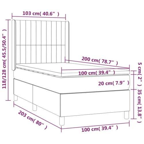 Box spring krevet s madracem svjetlosivi 100x200 cm baršunasti - Svjetlosiva 100 x 200 cm Okomite pruge Cijena