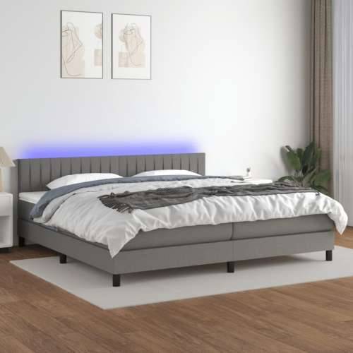 Krevet box spring s madracem LED tamnosivi 200x200 cm tkanina - Tamno siva 200 x 200 cm Okomite pruge Cijena