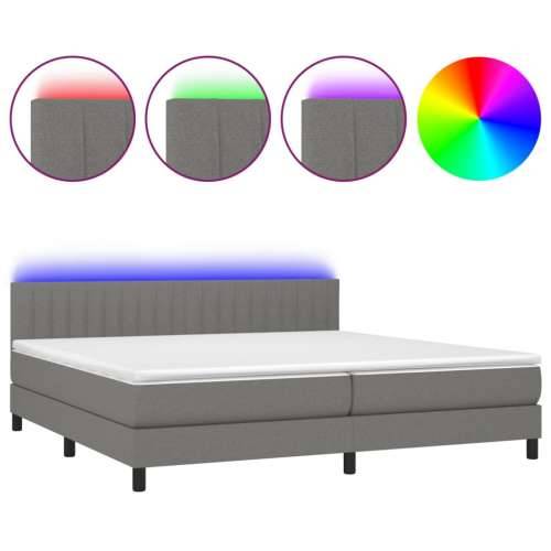 Krevet box spring s madracem LED tamnosivi 200x200 cm tkanina - Tamno siva 200 x 200 cm Okomite pruge Cijena