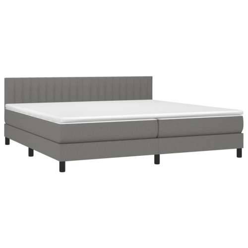 Krevet box spring s madracem LED tamnosivi 200x200 cm tkanina - Tamno siva 200 x 200 cm Okomite pruge Cijena
