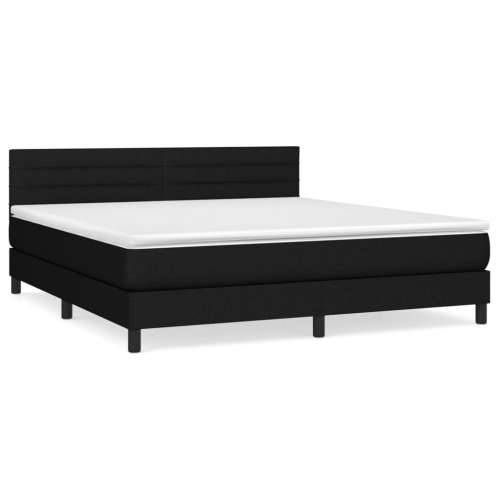 Krevet s oprugama i madracem crni 180x200 cm od tkanine - Crna 180 x 200 cm vodoravne pruge Cijena
