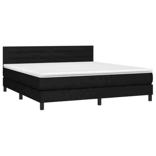 Krevet s oprugama i madracem crni 180x200 cm od tkanine - Crna 180 x 200 cm vodoravne pruge Cijena