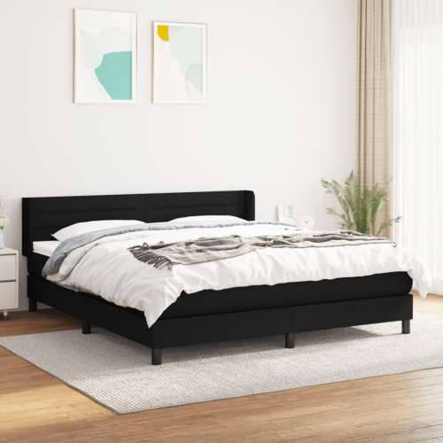 Krevet s oprugama i madracem crni 180x200 cm od tkanine Crna 180 x 200 cm vodoravne pruge Cijena
