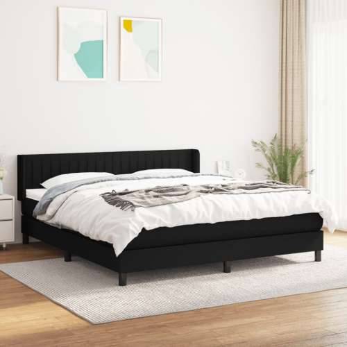 Krevet s oprugama i madracem crni 180x200 cm od tkanine Crna 180 x 200 cm Okomite pruge Cijena