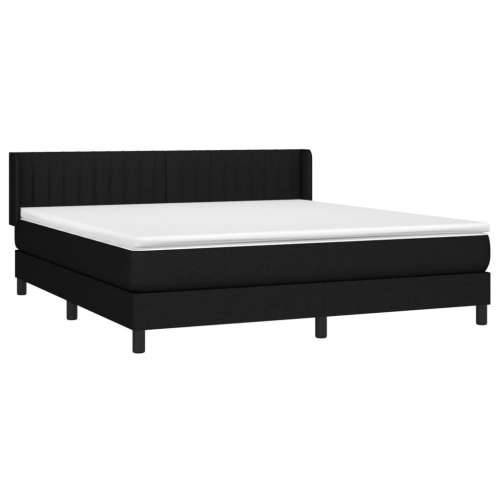 Krevet s oprugama i madracem crni 180x200 cm od tkanine Crna 180 x 200 cm Okomite pruge Cijena