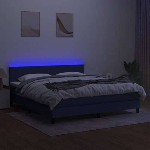 Krevet box spring s madracem LED plavi 180x200 cm od tkanine - Plava 180 x 200 cm Gladak dizajn Cijena