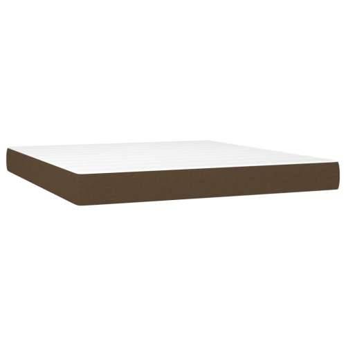Krevet box spring s madracem LED tamnosmeđi 180x200 cm tkanina - Tamno smeđa 180 x 200 cm Blok s kvadratima Cijena