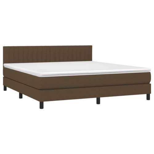 Krevet box spring s madracem LED tamnosmeđi 180x200 cm tkanina - Tamno smeđa 180 x 200 cm Okomite pruge Cijena