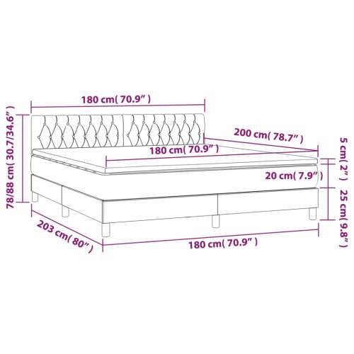 Krevet box spring s madracem LED plavi 180x200 cm od tkanine - Plava 180 x 200 cm Dizajn s gumbima Cijena