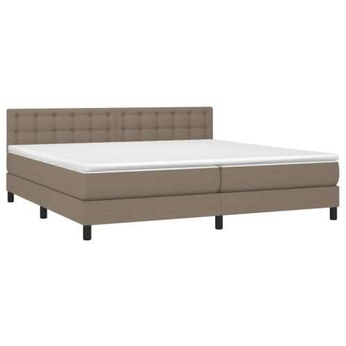 Krevet box spring s madracem LED smeđesivi 200x200 cm tkanina - Sivo-smeđa 200 x 200 cm gumbi Cijena