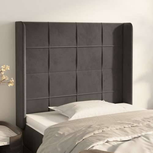 Uzglavlje s ušima tamnosivo 103x16x118/128 cm baršunasto - Tamno siva 103 x 16 x 118/128 cm 1 Cijena