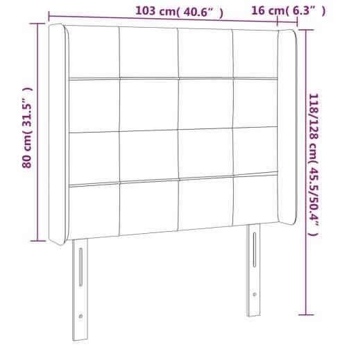 Uzglavlje s ušima tamnosivo 103x16x118/128 cm baršunasto - Tamno siva 103 x 16 x 118/128 cm 1 Cijena