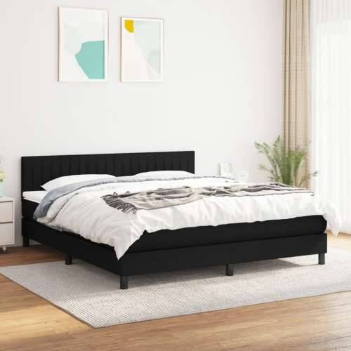 Krevet s oprugama i madracem crni 180x200 cm od tkanine - Crna 180 x 200 cm Okomite pruge Cijena
