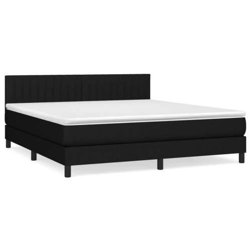 Krevet s oprugama i madracem crni 180x200 cm od tkanine - Crna 180 x 200 cm Okomite pruge Cijena