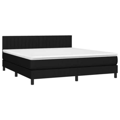 Krevet s oprugama i madracem crni 180x200 cm od tkanine - Crna 180 x 200 cm Okomite pruge Cijena