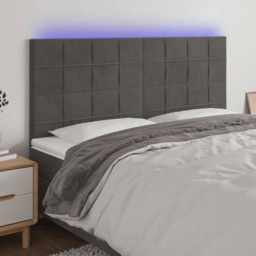 LED uzglavlje tamnosivo 200x5x118/128 cm baršunasto - Tamno siva 200 x 5 x 118/128 cm 1 Cijena