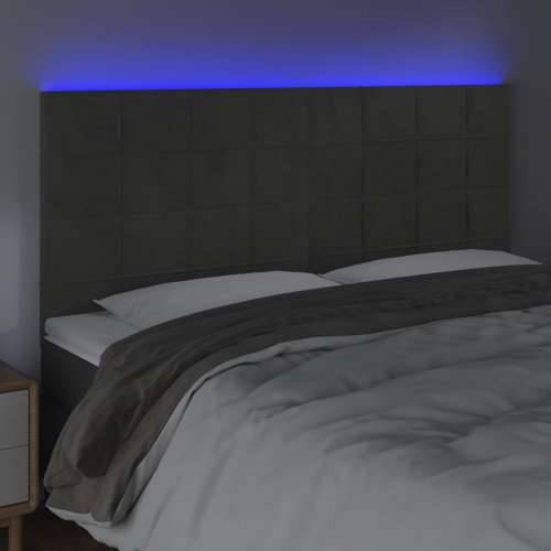LED uzglavlje tamnosivo 200x5x118/128 cm baršunasto - Tamno siva 200 x 5 x 118/128 cm 1 Cijena