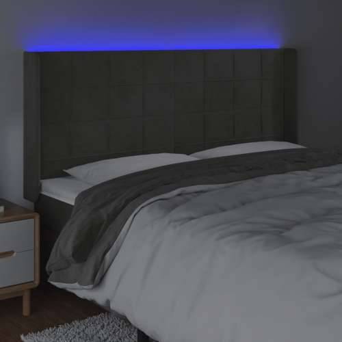 LED uzglavlje tamnosivo 203 x 16 x 118/128 cm baršunasto - Tamno siva 203 x 16 x 118/128 cm 1 Cijena