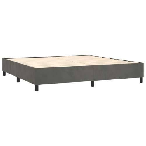 Krevet s oprugama i madracem tamnosivi 200x200 cm baršunasti - Tamno siva 200 x 200 cm Blok s kvadratima Cijena