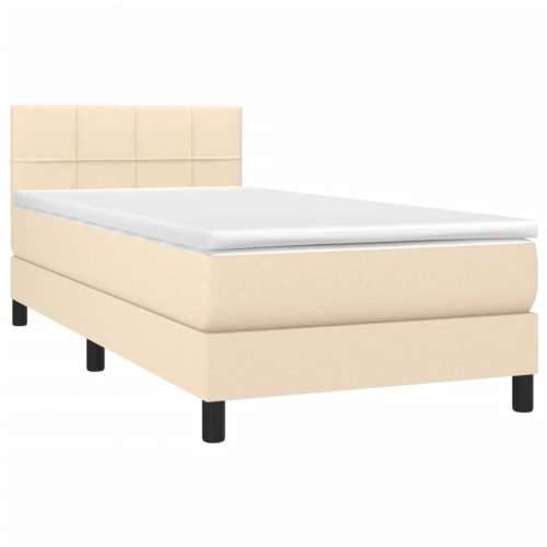 Krevet box spring s madracem LED krem 80 x 200 cm od tkanine - Krema 80 x 200 cm Blok s kvadratima Cijena